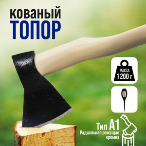 TUNDRA Топор кованый ТУНДРА, деревянное топорище А1, 1200 г, порошковое покрытие