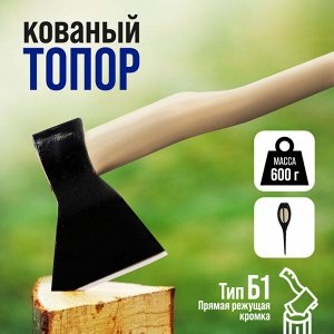 TUNDRA Топор кованый ТУНДРА, деревянное топорище Б1, 600 г, порошковое покрытие