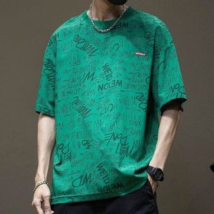 Мужская футболка с принтом, зеленый