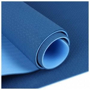 Коврик для йоги Sangh, 183x61x0,8 см, цвет синий