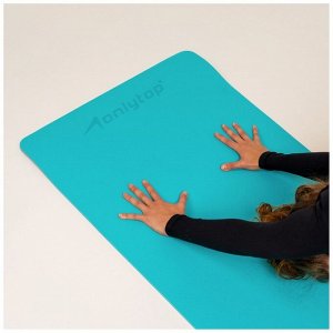 Коврик для фитнеса и йоги ONLYTOP, нескользящий, 183x61x0.6 см, цвет серый/голубой