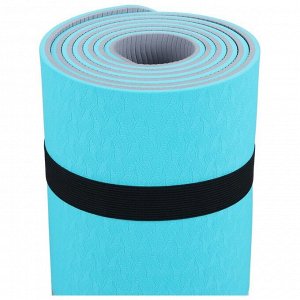 Коврик для фитнеса и йоги ONLYTOP, нескользящий, 183x61x0.6 см, цвет серый/голубой