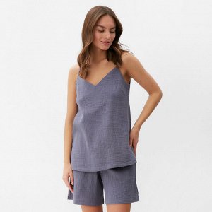 Пижама женская (майка, шорты) KAFTAN Basic размер, серо-синяя