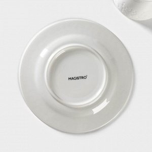 Кофейная пара Magistro Rodos, 2 предмета: чашка 100 мл, блюдце d=15 см, фарфор, цвет белый