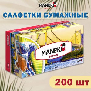 Салфетки бумажные "Maneki" DREAM 2 слоя, белые, 200 шт/1шт