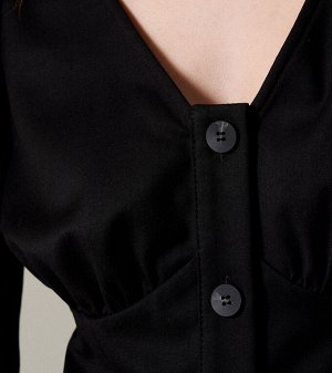 Блузка с объемными рукавами и вырезом, ПА 150440w