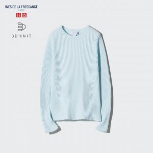 UNIQLO - свитер с круглым вырезом в рубчик 3D вязки - 30 NATURAL