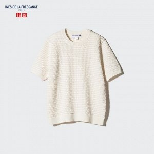 UNIQLO - кофточка с коротким рукавом ажурной вязки - 30 NATURAL