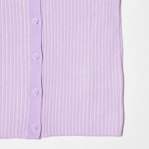 UNIQLO - кардиган-поло в рубчик с коротким рукавом - 70 LIGHT PURPLE