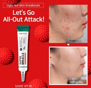 Крем для проблемной кожи лица точечный против акне с кислотами Some By Mi Cream Aha-Bha-Pha 14 Days Super Miracle Spot All Kill, 30 мл