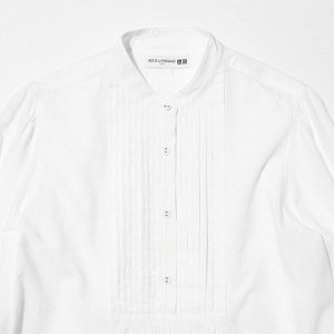 UNIQLO - элегантная блузка из жатого хлопка - 00 WHITE