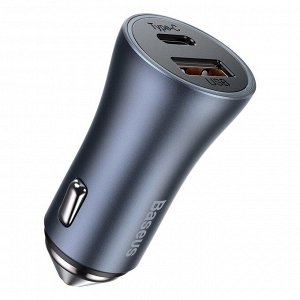 Автоматическое зарядное устройство-2USB Baseus Golden Contactor Pro Dual Quick Charger Car Charger 40W серый (CCJD-A0G)