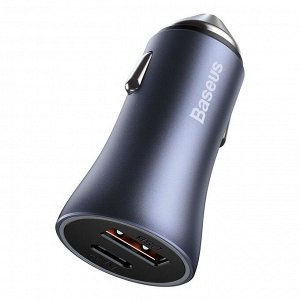 Автоматическое зарядное устройство-2USB Baseus Golden Contactor Pro Dual Quick Charger Car Charger 40W серый (CCJD-A0G)