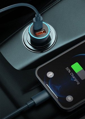 Автоматическое зарядное устройство-2USB Baseus Golden Contactor Pro Dual Quick Charger Car Charger 40W серый (CCJD-A0G)