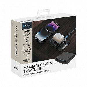 Зарядная станция 2в1 Deppa MagSafe Fold Travel QI складная, черная, 23154