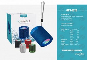 Портативная колонка с подсветкой, LED Portable Mini Speaker GTS-1676