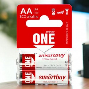 Smartbuy Батарейка АА (пальчиковая) алкалиновая, 2 шт. ONE LR6/2SB  (SOBA-2A02SB-Eco)