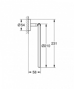 Кольцо для полотенца подвесное GROHE BAU 40460001 (металл, хром, современный, на стену, круглое, гля