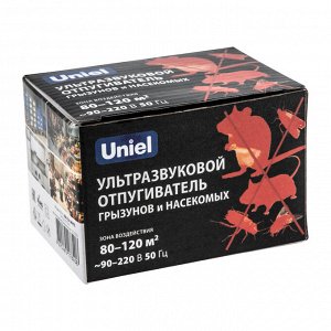 UNIEL Отпугиватель грызунов и насекомых ультразвуковой.  220В. Площадь до 120м2. Белый. UDR-E14 WHITE