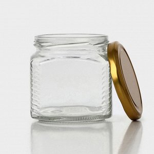 Набор стеклянных банок с золотистой крышкой и этикеткой, ТО-82, 0,39 л, 6 шт