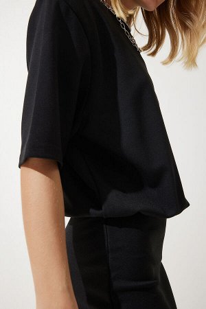Женское черное трикотажное платье из лайкры с подкладками NY00002