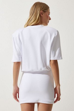 Женское белое трикотажное платье из лайкры с подкладкой NY00002