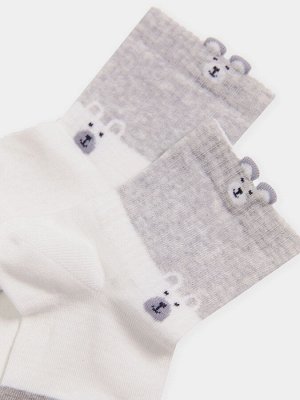 Носки женские светло-серые с рисунком в виде медведей (1 упаковка по 5 пар)