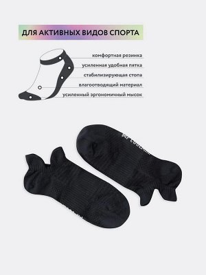 Спортивные короткие женские носки из пряжи coolmax® черного цвета (1 упаковка по 5 пар)