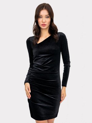Платье женское велюровое в черном цвете