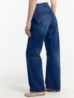 Брюки женские джинсовые wide leg темно-синие