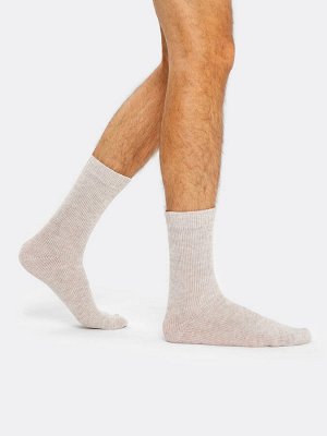 Высокие мужские носки в оттенке светло-бежевый меланж (1 упаковка по 5 пар)