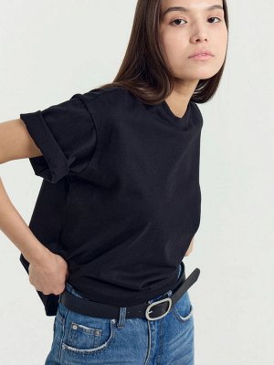 Хлопковая однотонная футболка черного цвета
