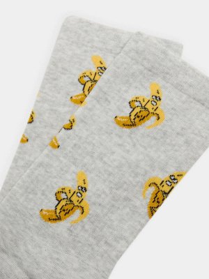 Носки мужские светло-серые с рисунком в виде бананов (1 упаковка по 5 пар)