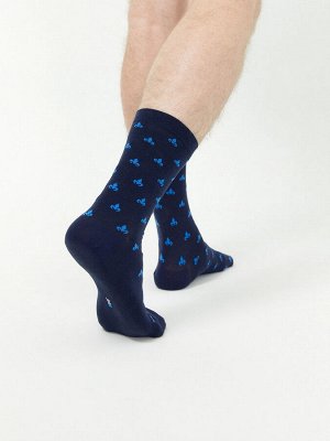 Носки мужские темно-синие с мелким рисунком (1 упаковка по 5 пар)