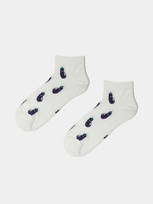 Носки мужские белые с рисунком в виде баклажанов (1 упаковка по 5 пар)