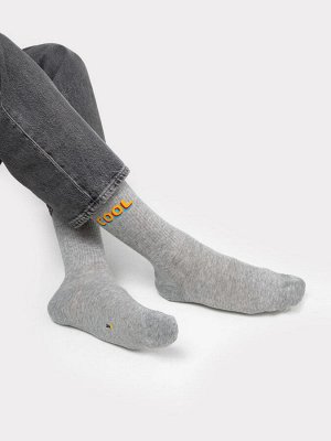 Высокие мужские носки в оттенке серый меланж с яркой надписью (1 упаковка по 5 пар)