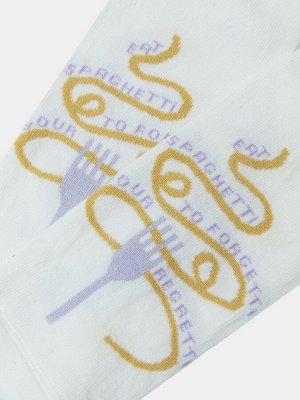Носки женские белые с рисунком в виде спагетти (1 упаковка по 5 пар)