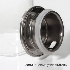 Кувшин для воды Magistro «Богема», 1.7 л, 10x27.5 см, стекло, с металлической крышкой, крышки серебристый