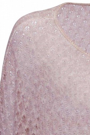 1к Linea Tesini  Пуловер, розовый  Изысканный широкий пуловер из ажурного трикотажа с кружевными вставками и волнообразным кантом. Обрамляющий фигуру силуэт с окантованным круглым вырезом и модными ру