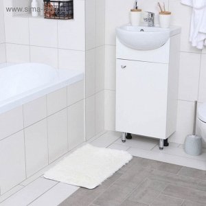Коврик для ванной прямоугольный Доляна «Пушистик», 40x60 см, цвет белый