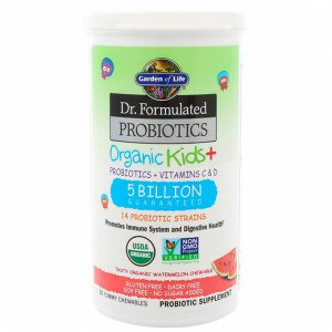 Garden of Life, Пробиотическая добавка Dr. Formulated Probiotics, Organic Kids +, пробиотики и витамины C и D, 5 млрд, вкусный о