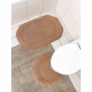 Набор ковриков для ванной и туалета Доляна «Гранж», 2 шт, 40x50 см, 50x80 см, цвет бежевый