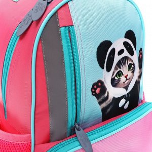 Рюкзак школьный, 37 х 26 х 13 см, эргономичная спинка, Calligrata ОРТ "Котик панда"