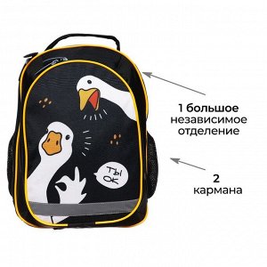 Рюкзак школьный, 37 х 27 х 16 см, эргономичная спинка, Calligrata Б "Гусь"