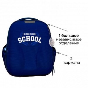 Рюкзак каркасный школьный, 37 х 28 х 19 см, Calligrata Вольт "School"