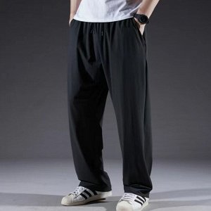 Мужские повседневные брюки с эластичным поясом, свободного кроя, серый