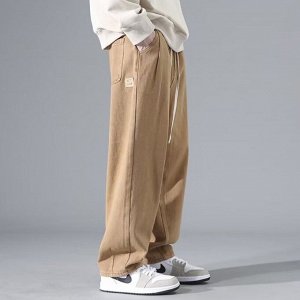 Мужские широкие брюки с эластичным поясом, хаки