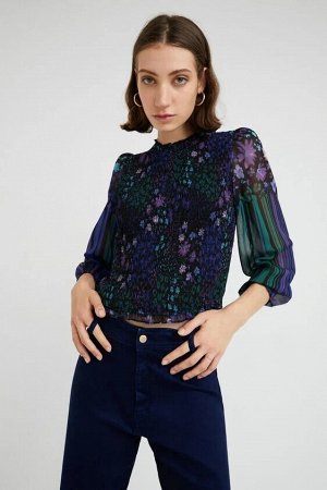 DESIGUAL - блуза с цветочным принтом и пышными рукавами