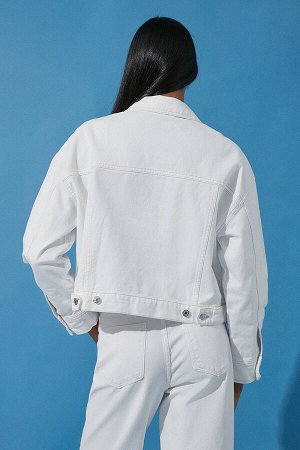 Trendyomilla Белая джинсовая куртка большого размера