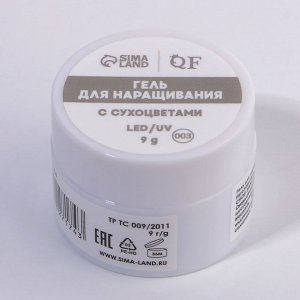 Гель для наращивания, с сухоцветами, трехфазный, 9 г, LED/UV, прозрачный, бирюзовый